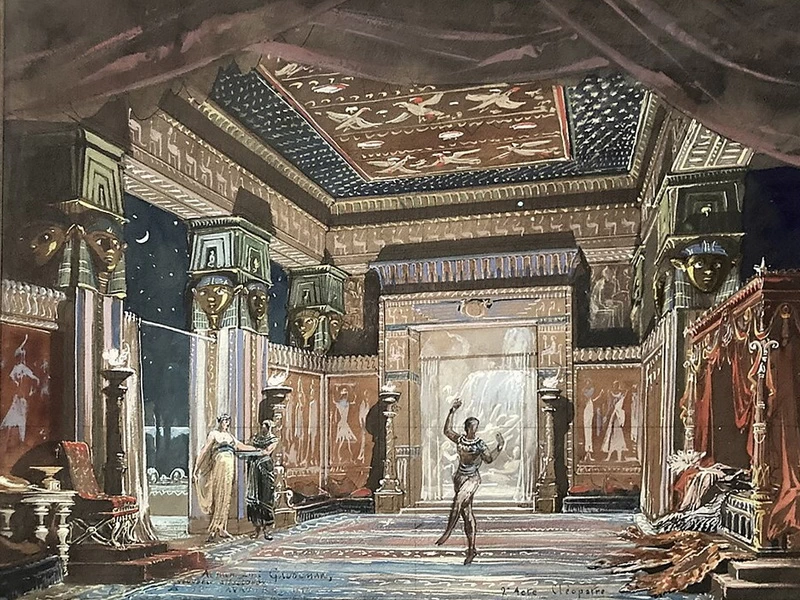 1839-		Jean-Baptiste Lavastre - La scenografia per l'Atto II dell'opera di Victorie Sardou, Cleopatra